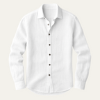 Men's Linen-Look Regular Fit Long Sleeve Shirt