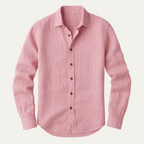 Men's Linen-Look Regular Fit Long Sleeve Shirt