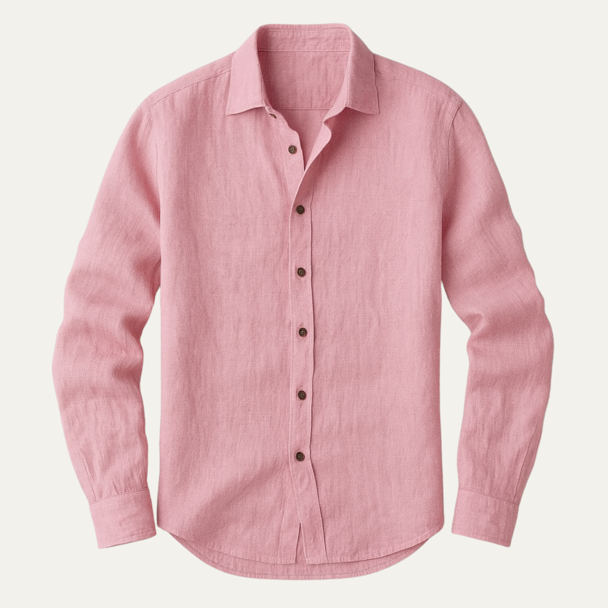 Men's Linen-Look Regular Fit Long Sleeve Shirt