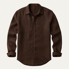 Men's Linen-Look Regular Fit Long Sleeve Shirt