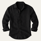 Men's Linen-Look Regular Fit Long Sleeve Shirt