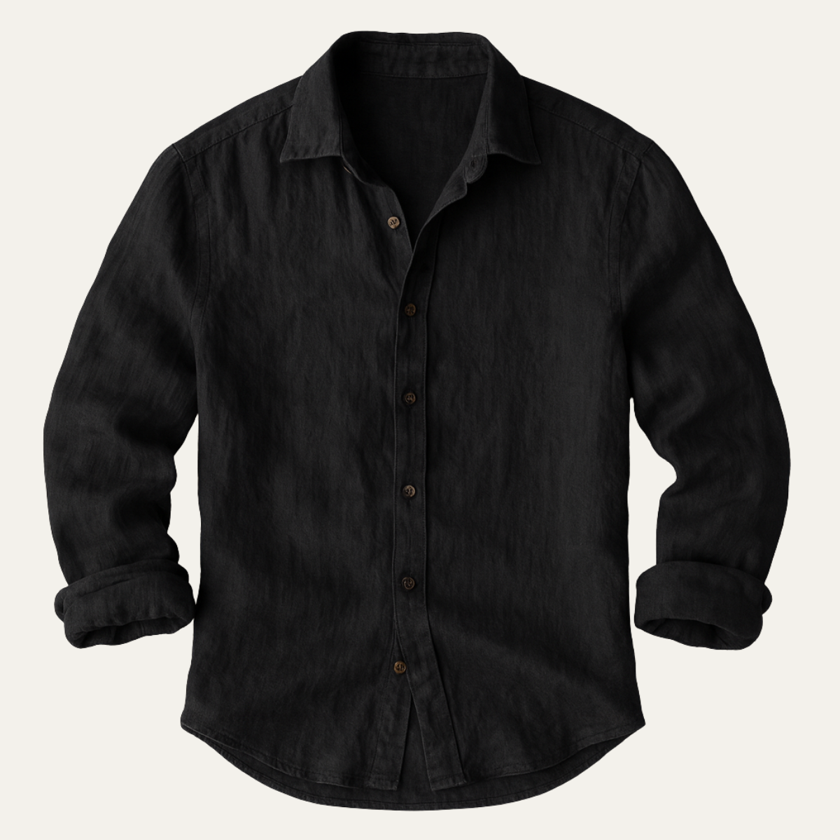 Men's Linen-Look Regular Fit Long Sleeve Shirt