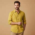 Men's Linen-Look Regular Fit Long Sleeve Shirt