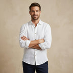 Men's Linen-Look Regular Fit Long Sleeve Shirt