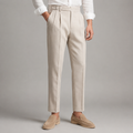 Men's Linen-Look Pleated Tapered Pants