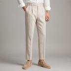 Men's Linen-Look Pleated Tapered Pants