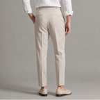 Men's Linen-Look Pleated Tapered Pants