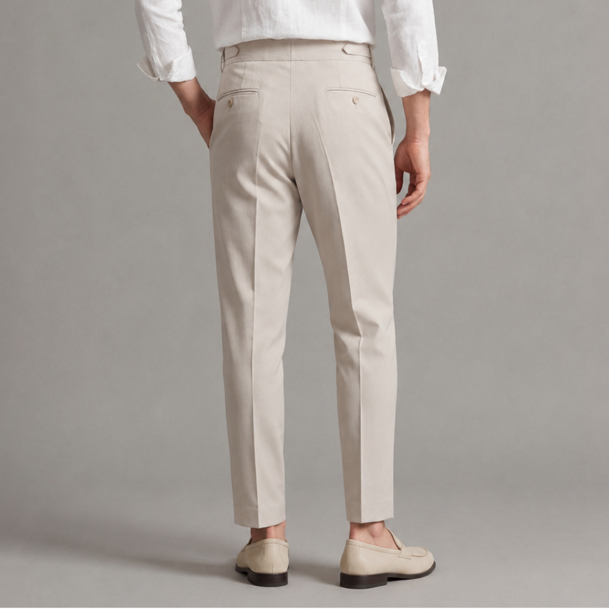 Men's Linen-Look Pleated Tapered Pants