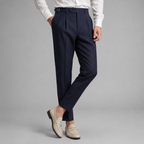 Men's Linen-Look Pleated Tapered Pants