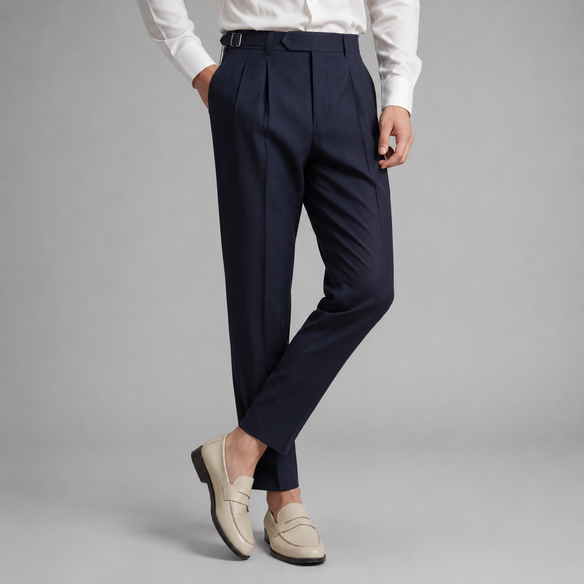 Men's Linen-Look Pleated Tapered Pants