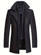 Men's Long Coat with High Collar