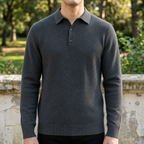 Men's Textured Long Sleeve Polo