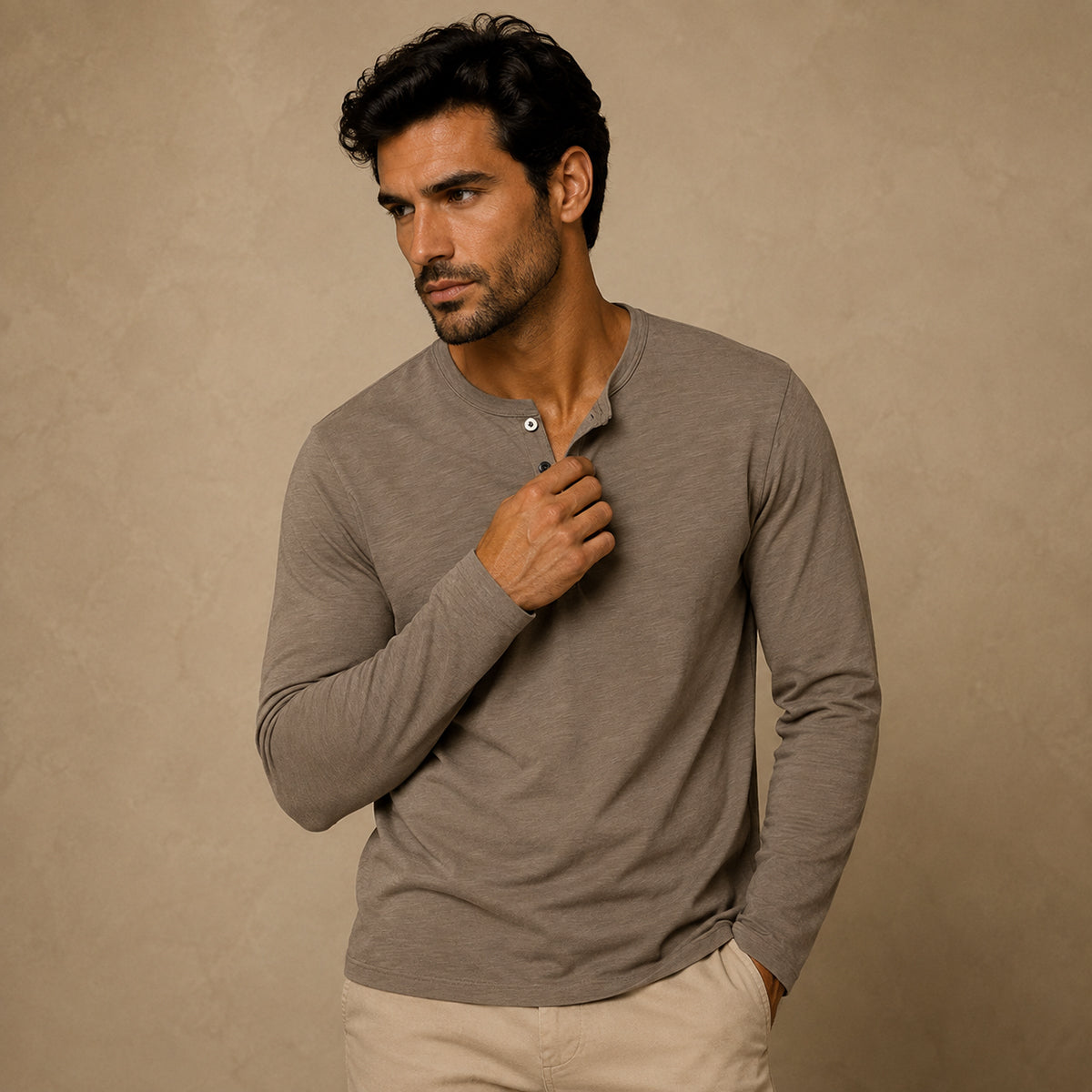 Men's Long Sleeve Henley