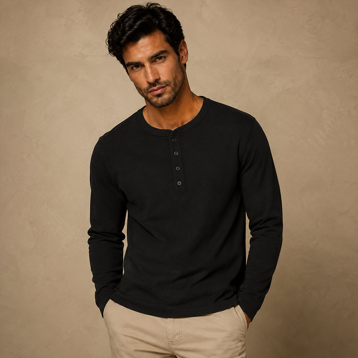 Men's Long Sleeve Henley