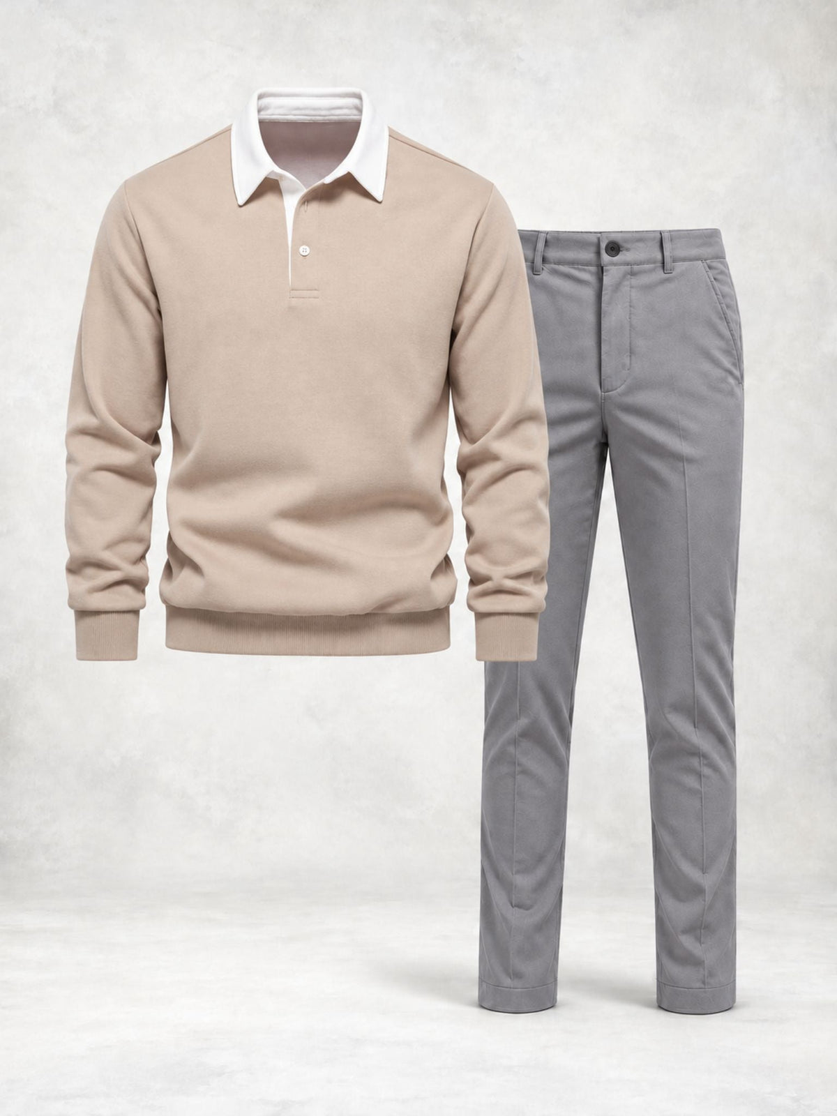 Men's Long Sleeve Knit Polo & Pants Set