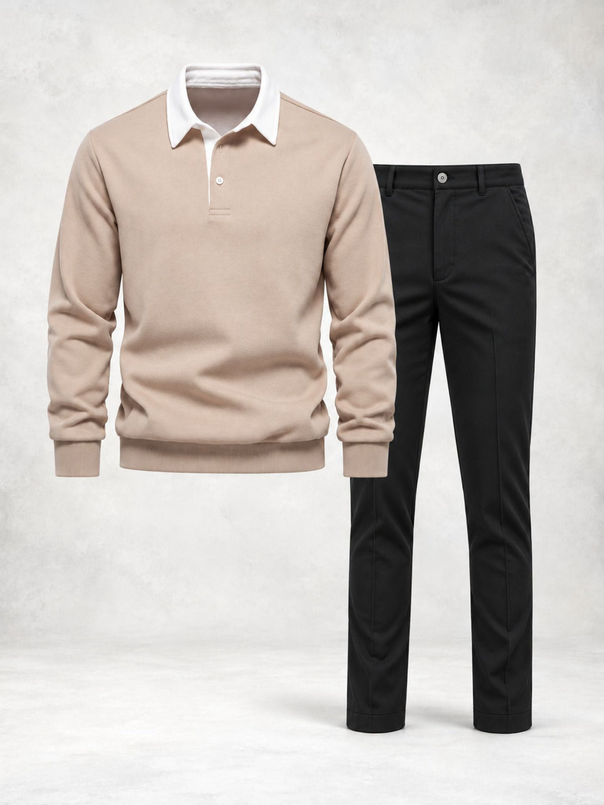 Men's Long Sleeve Knit Polo & Pants Set