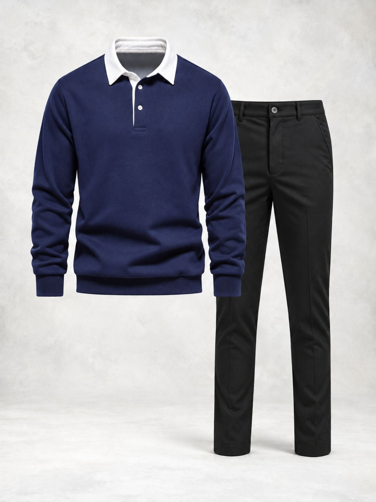 Men's Long Sleeve Knit Polo & Pants Set