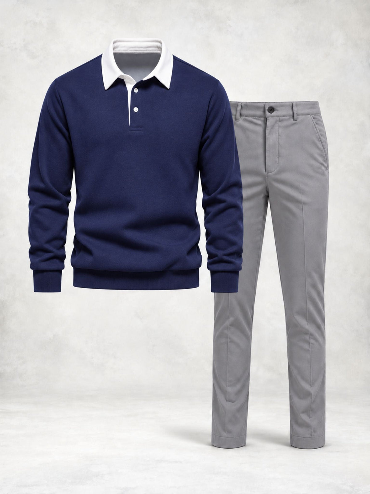 Men's Long Sleeve Knit Polo & Pants Set