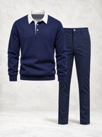Men's Long Sleeve Knit Polo & Pants Set