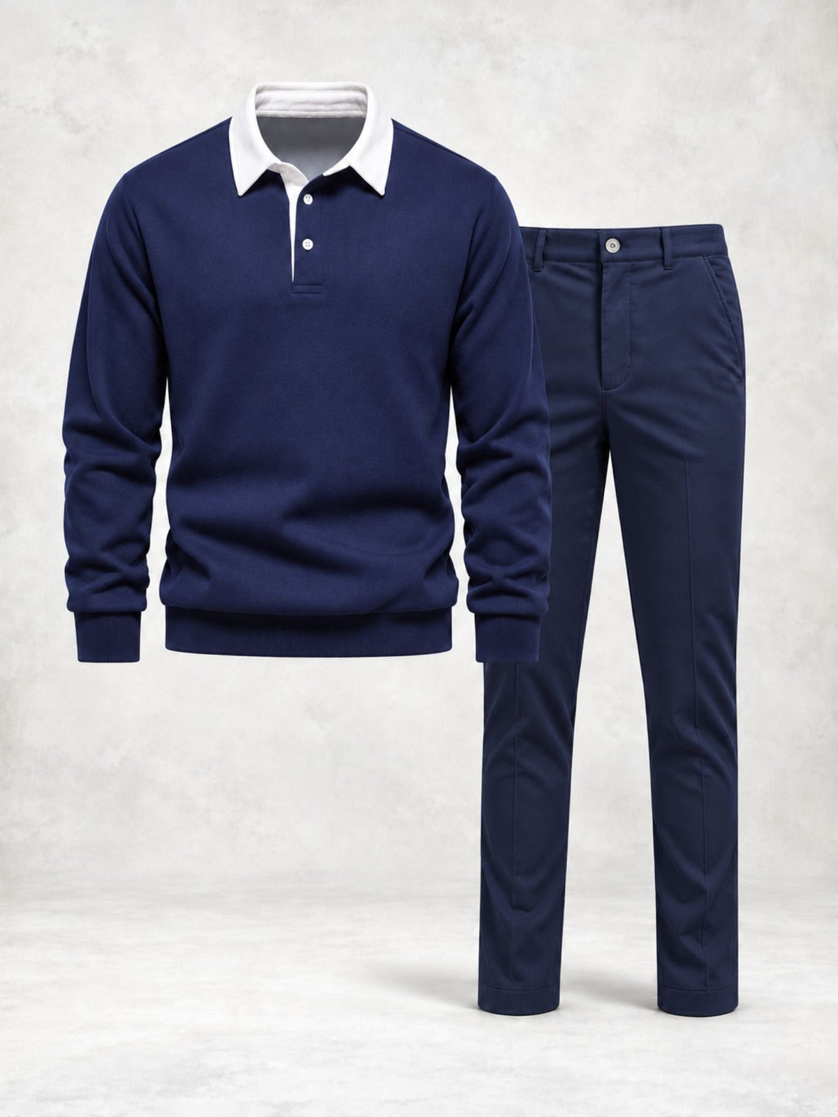 Men's Long Sleeve Knit Polo & Pants Set