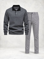 Men's Long Sleeve Knit Polo & Pants Set
