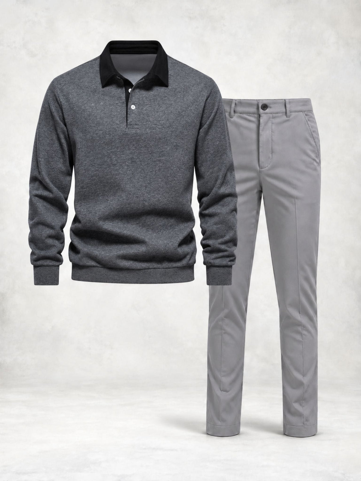Men's Long Sleeve Knit Polo & Pants Set
