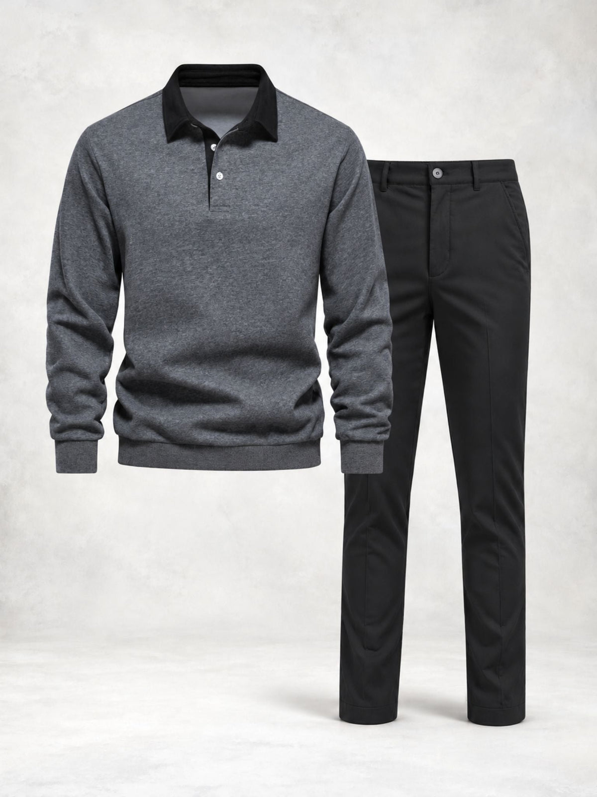 Men's Long Sleeve Knit Polo & Pants Set