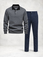 Men's Long Sleeve Knit Polo & Pants Set