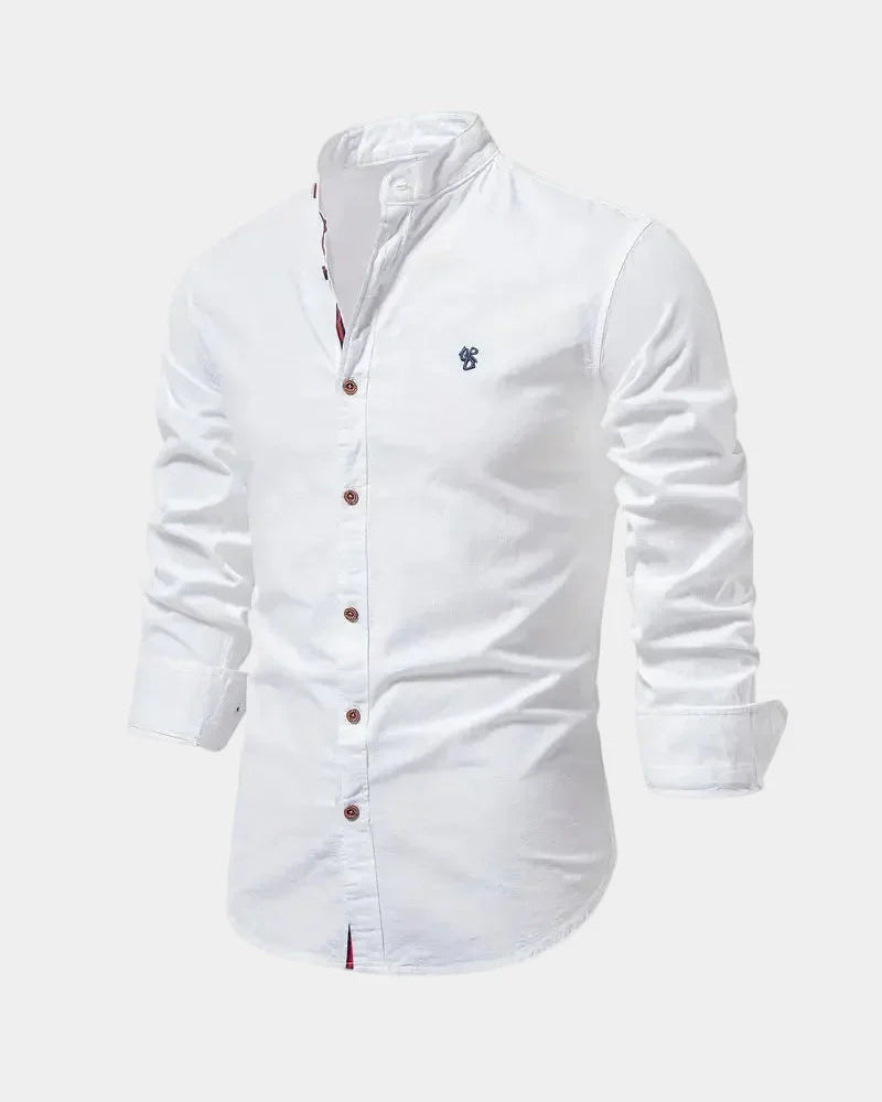 Men's Long Sleeve Mandarin Collar Shirt