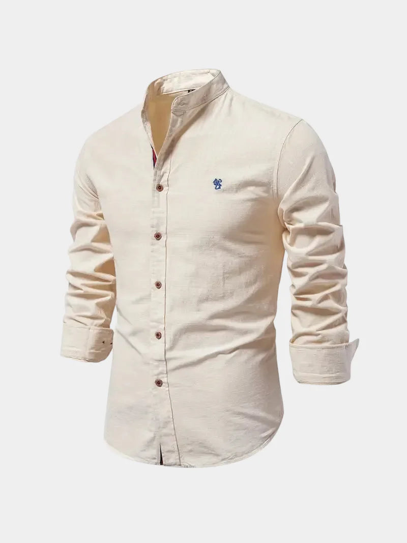 Men's Long Sleeve Mandarin Collar Shirt