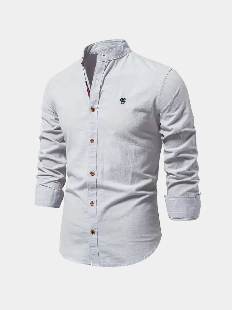 Men's Long Sleeve Mandarin Collar Shirt