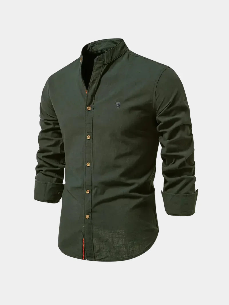 Men's Long Sleeve Mandarin Collar Shirt