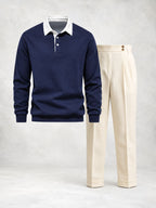Men's Long Sleeve Polo & Pleated Pants Set