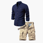Men's Long Sleeve Shirt and Cargo Shorts Set