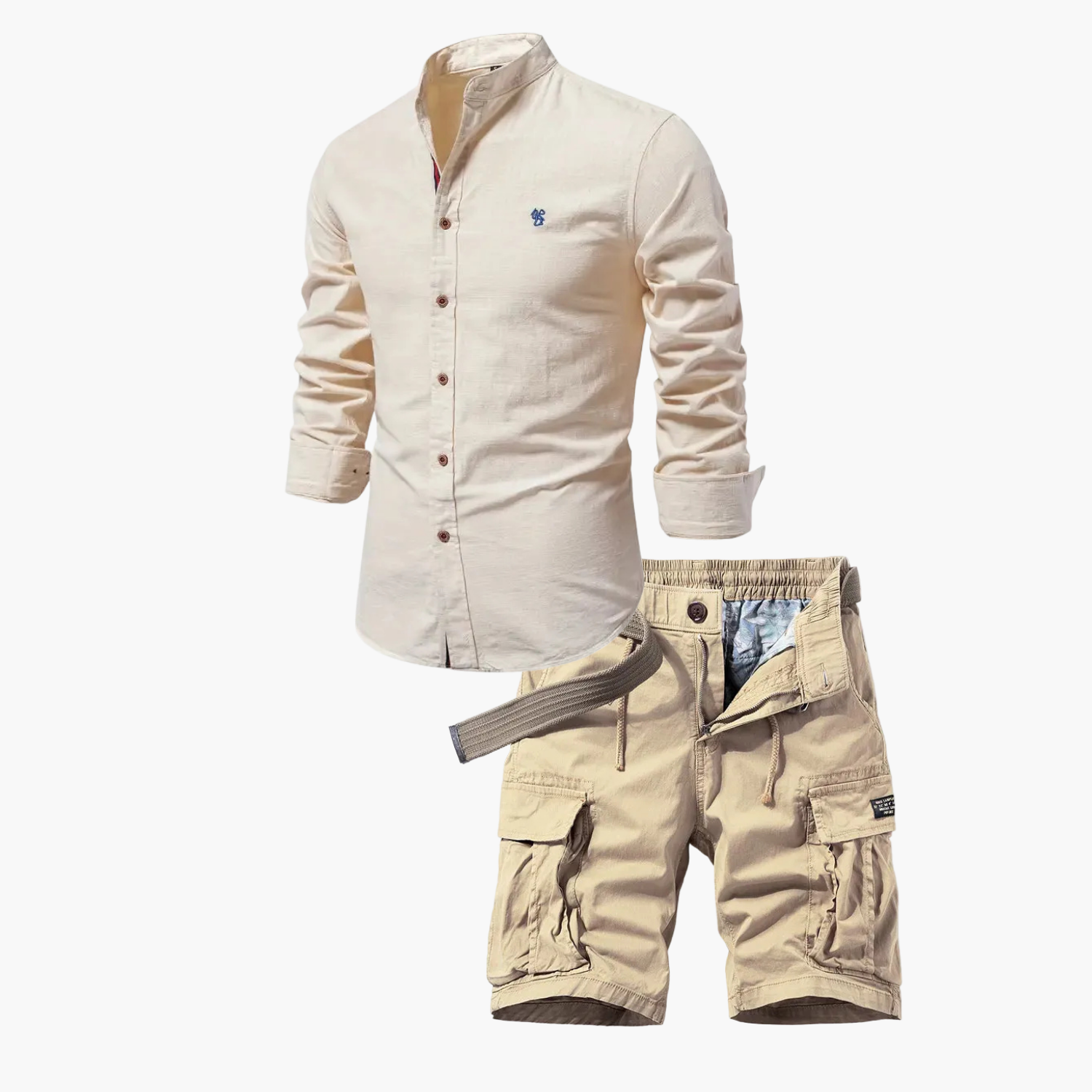 Men's Long Sleeve Shirt and Cargo Shorts Set