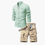 Men's Long Sleeve Shirt and Cargo Shorts Set
