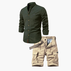 Men's Long Sleeve Shirt and Cargo Shorts Set