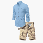 Men's Long Sleeve Shirt and Cargo Shorts Set
