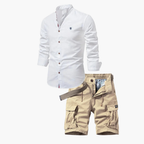 Men's Long Sleeve Shirt and Cargo Shorts Set