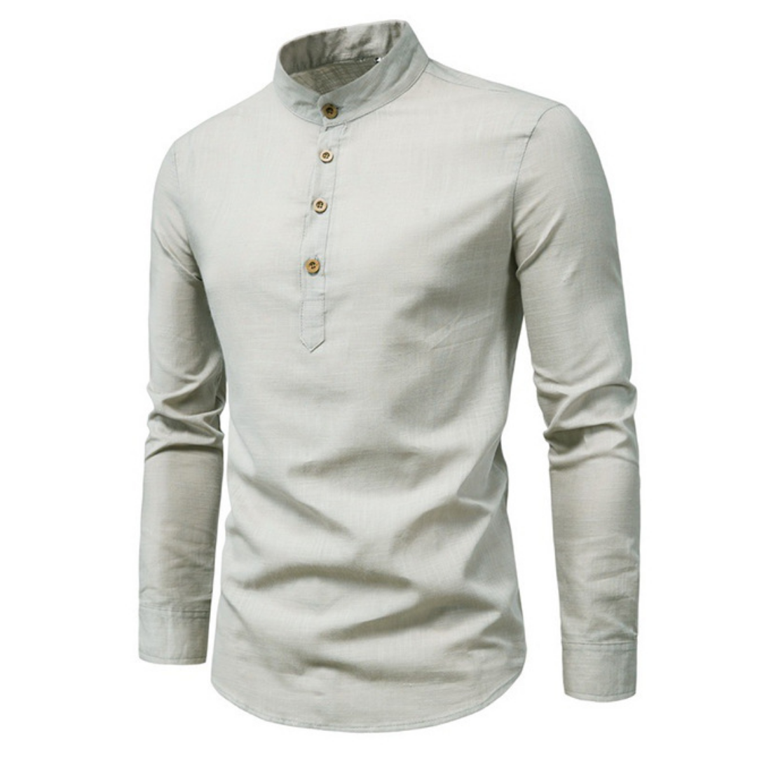 Men's Long Sleeve Shirt with Mandarin Collar