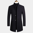 Men's Mandarin Collar Button-Up Coat