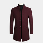 Men's Mandarin Collar Button-Up Coat