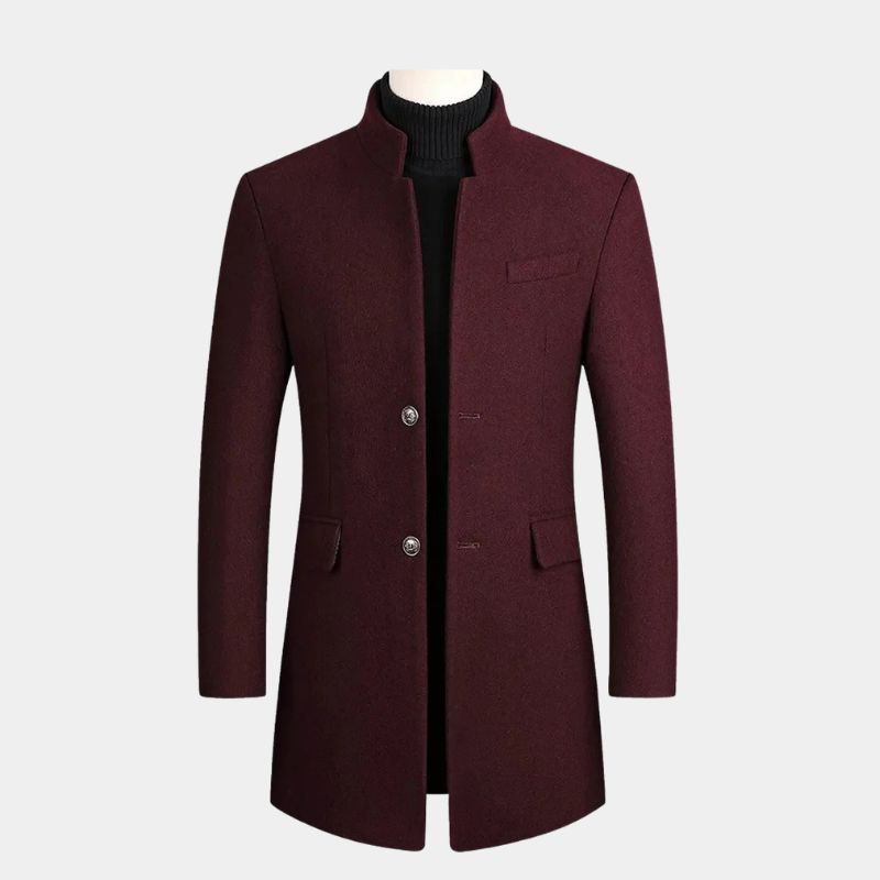 Men's Mandarin Collar Button-Up Coat