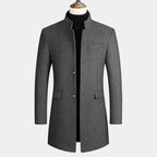 Men's Mandarin Collar Button-Up Coat