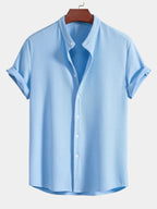 Men's Mandarin Collar Button-Up Shirt