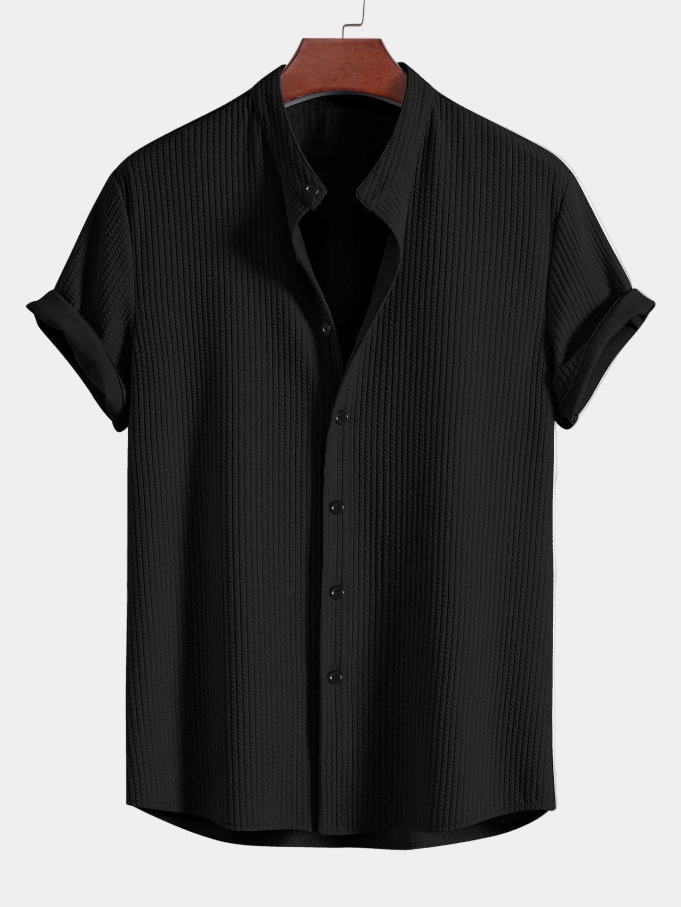 Men's Mandarin Collar Button-Up Shirt