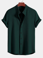 Men's Mandarin Collar Button-Up Shirt