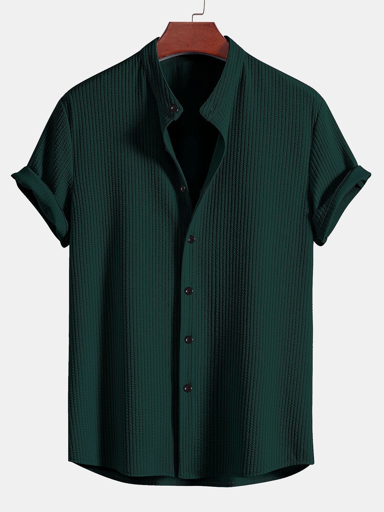 Men's Mandarin Collar Button-Up Shirt