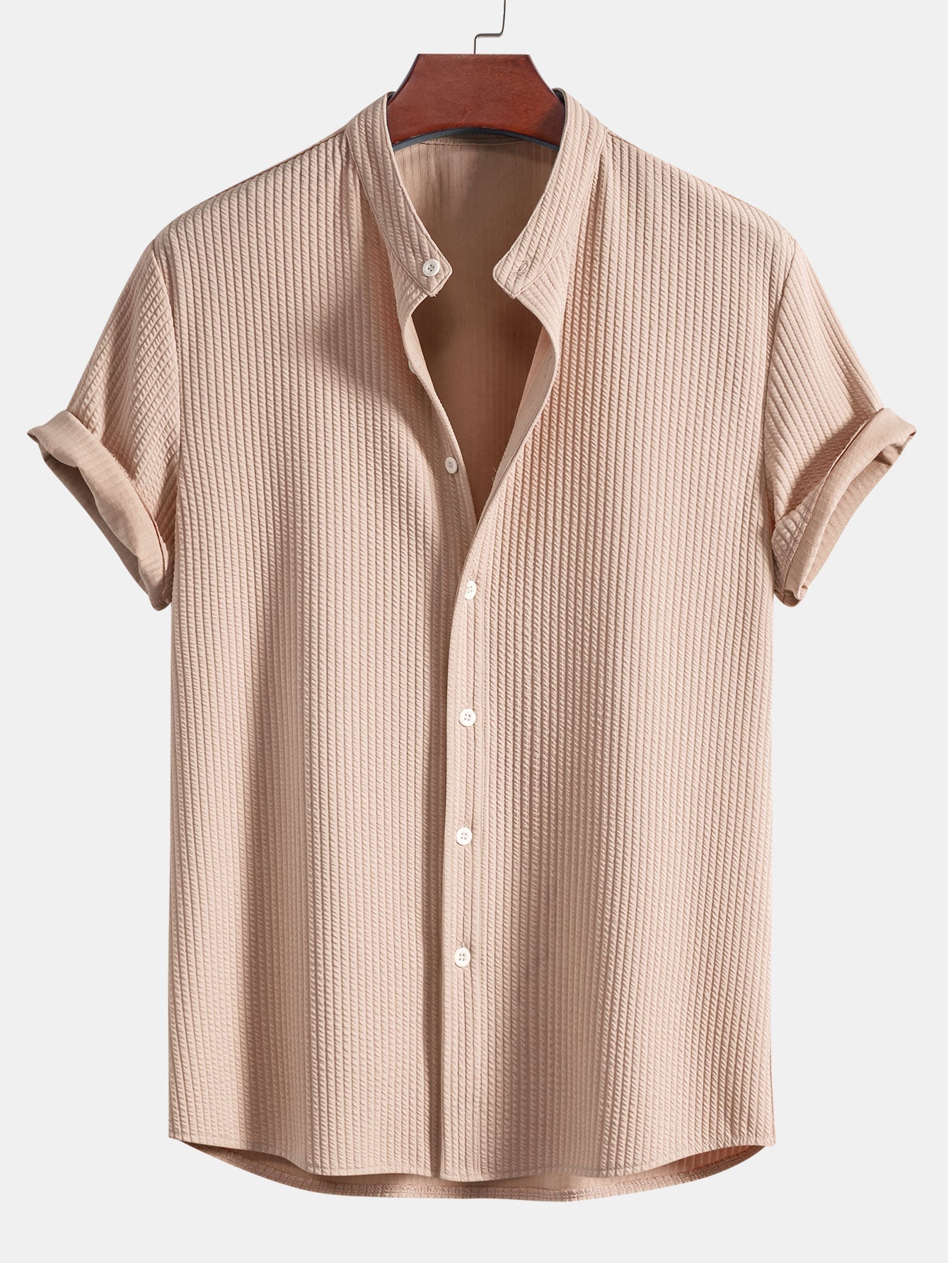 Men's Mandarin Collar Button-Up Shirt