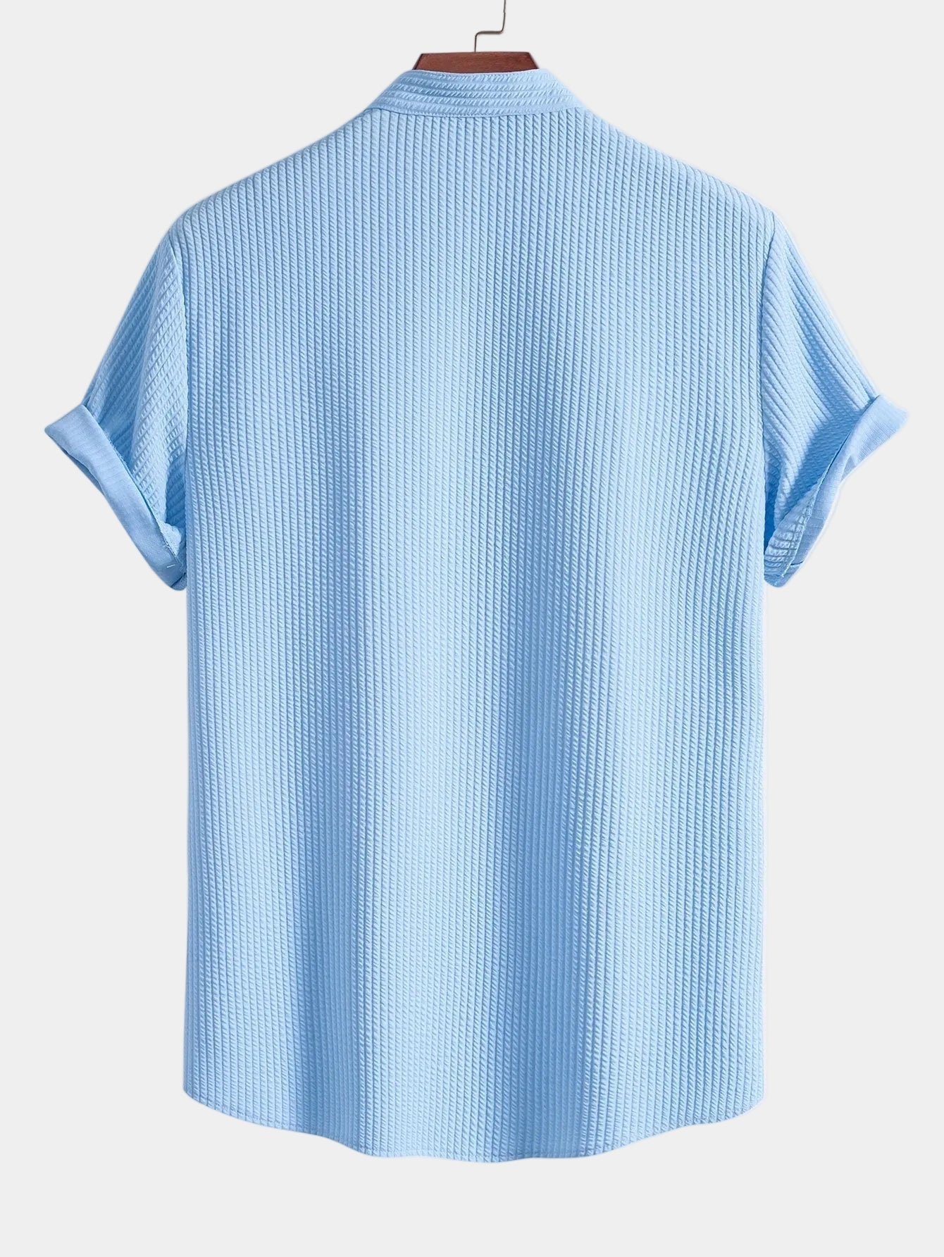 Men's Mandarin Collar Button-Up Shirt